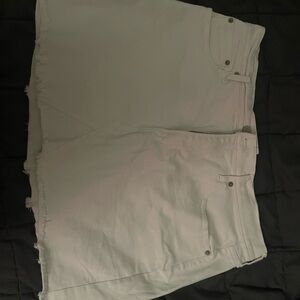 Old Navy Cream Denim Skirt with Raw Hem